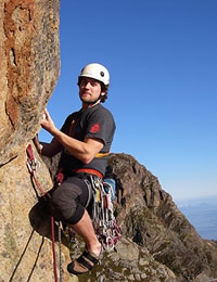 Climber secures his grip